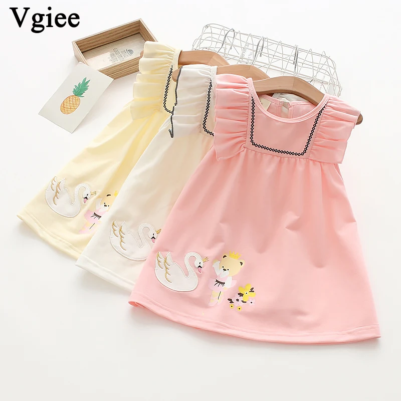 

Vgiee Dress for Baby Girl Dresses 2019 Summer Party Princess Dress Sleeveless Cartoon Print Little Girls Clothing CC335
