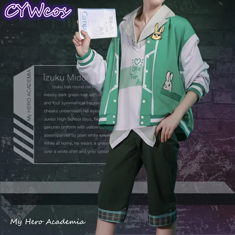 

Anime My Hero Academia Izuku Midoriya deku Daily Fashion Suits Cosplay Costume Coat+Shirt+Shorts+Hat+Glasses+Socks