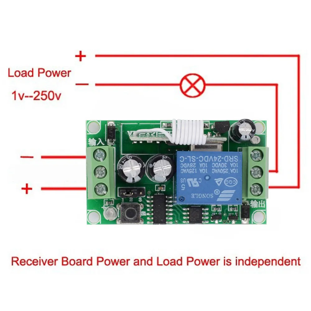 DC 24 В 1CH 10A реле RF беспроводной пульт дистанционного управления переключатель беспроводной светильник; 1 шт. приемник+ 2 шт. передатчик