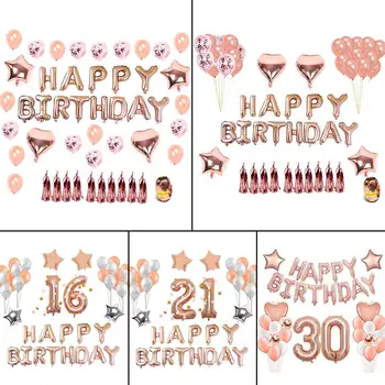 

Rose Gold Party 16th 21st 30th Birthday Balloon Birthday Party Beautiful Decorations wedding helium Balloons Suit Dropship