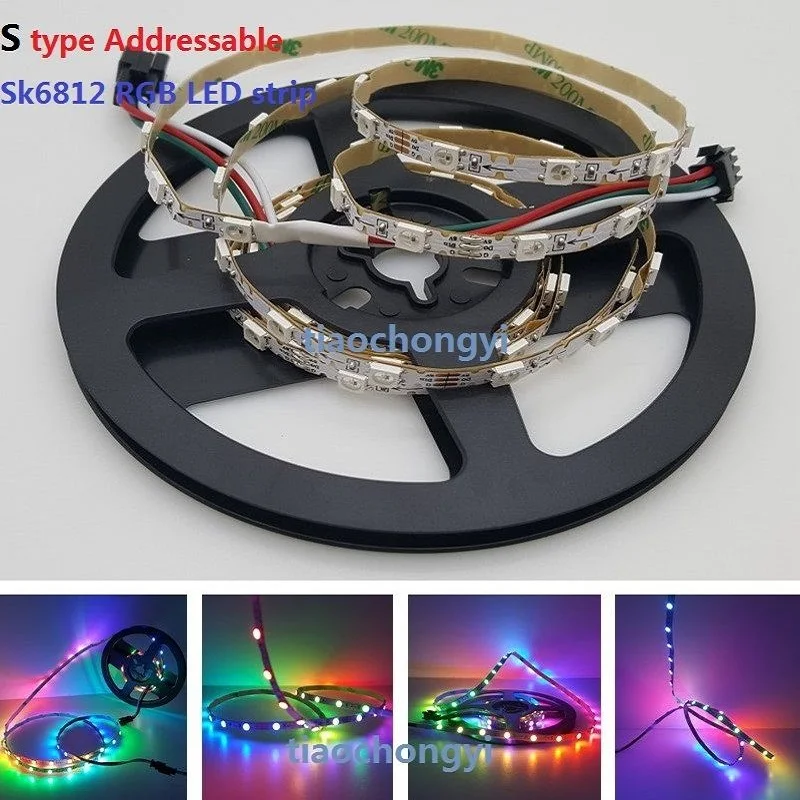1 м S тип Адресуемая WS2812 SK6812 RGB светодиодная Пиксельная лента Гибкая 48