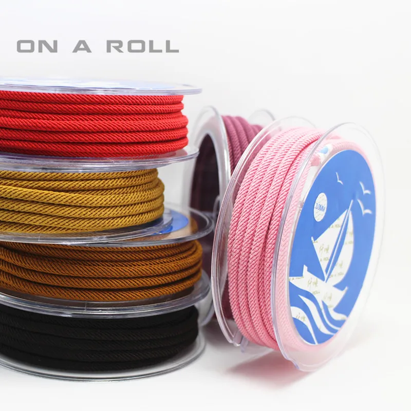

3mm Twisted Twine Milan Cord Jewelry Accessories Macrame Rope Necklace String Cords 6m/roll 11color
