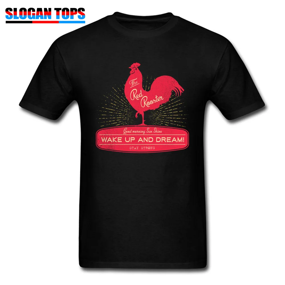 Casual T Shirt High Quality Round Neck Funny Cotton Fabric Mens T Shirt 3D Printed Short Sleeve Clothing Shirt Vintage Rooster Wake Up and Dream black