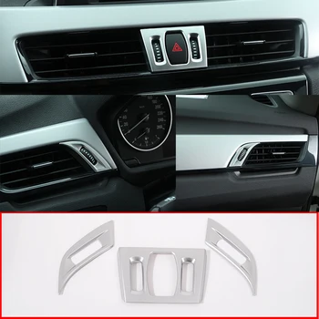 

3 Pcs For BMW X1 F48 2016-2019 For BMW X2 F47 2018 ABS Chrome Inner Middle Center Console AC Vent Frame Cover Trim Sticker
