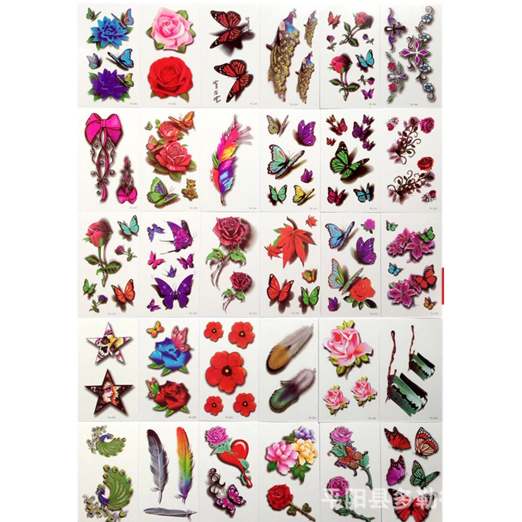 MagiDeal 30x Waterproof Cartoon Temporary Body Tattoos Stickers for Children Set H Temporary Designs Body Art Tattoos