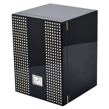 

Black Luxury 4 Drawers High Glossy Cedar Wood Wooden Classcial Cigar Cabinet Humidor Storage Box Hygrometer Humidifier