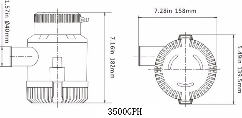 Трюмная помпа 3500GPH DC 12 V/24 V Электрический водяной насос для Aquario погружной гидросамолет двигатель дома Houseboat лодки