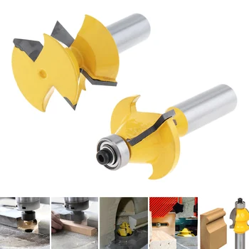 

2pcs/set 1-1/2 Inch Milling Cutter with 1/2 Inch Shank and 120 Degree Tenon for Particleboard / Multi-Layer Board / Solid Wood