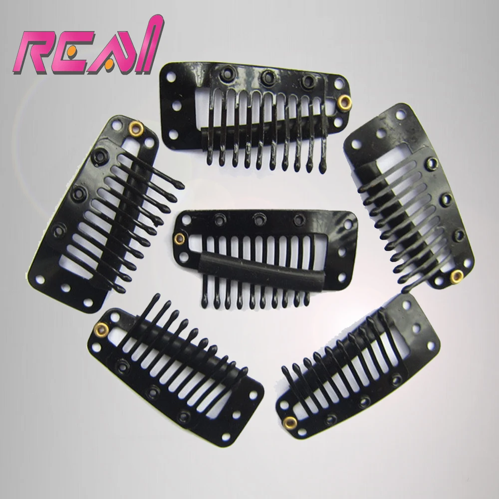 100pcs/lot 38mm 10 teeth Wig Hair Clips Snap Clips for Hair Extensions