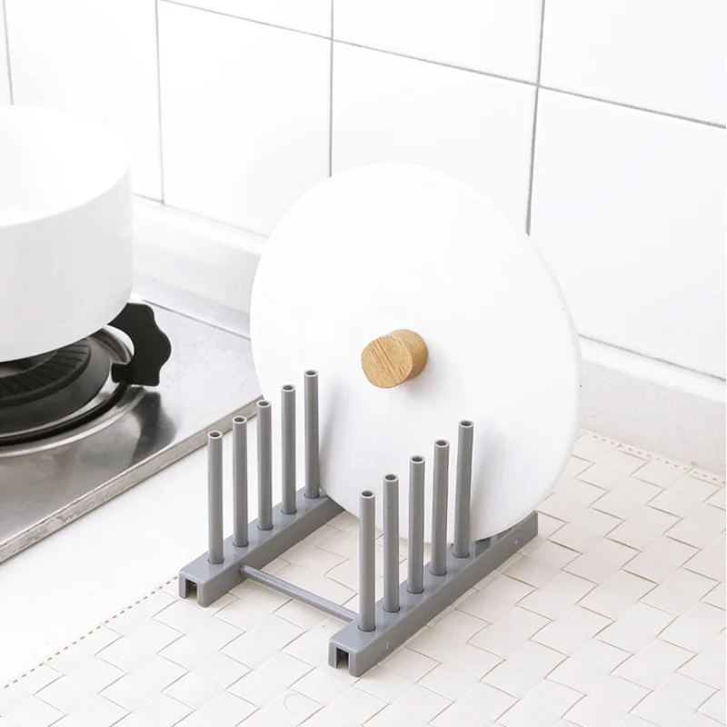 Кухонный Органайзер держатель для кастрюльных крышек держатель ложки для приготовления посуды стойка для сковороды Подставка для хранения пластиковой пластины