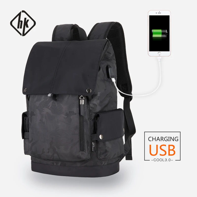 Hk New Men Backpack Bag Camouflage Black Large Capacity Bag for Casual