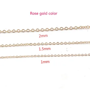 

Fnixtar40cm 45cm 50cm Rose Gold Stainless Steel DIY Necklace Chain 1mm 1.5mm 2mmThickness Chain Cable Chains Necklace 10pcs/lot