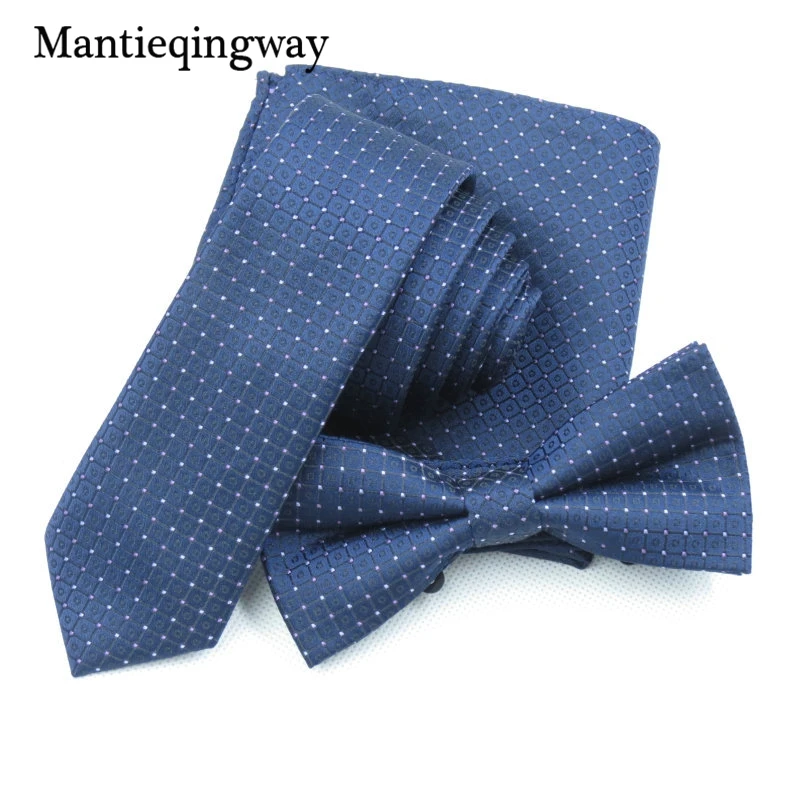 Mantieqingway Новое поступление галстучный комплект из полиэстера для мужчин с точечным принтом жаккардовый костюм деловой галстук бабочка Свадебный Карманный квадратный комплект