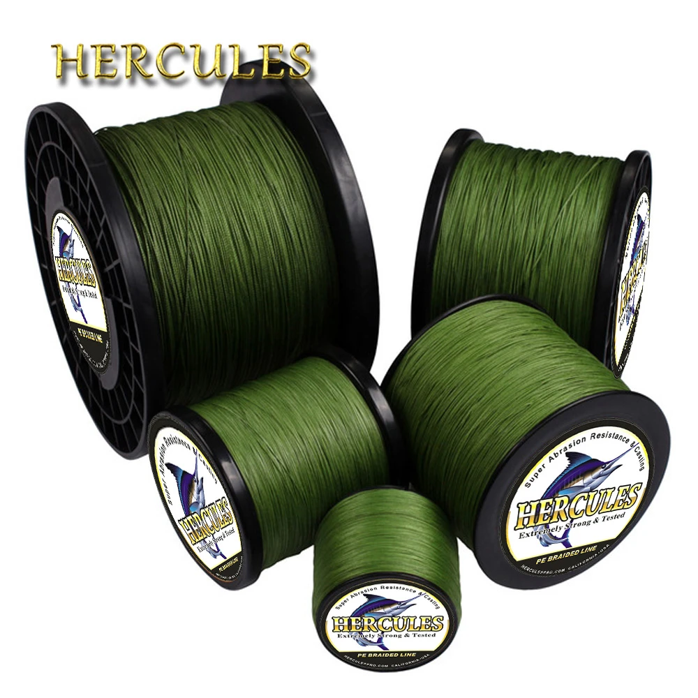 Hercules Braided Fishing Line Sea Saltwater Fishing 8 Strands Army