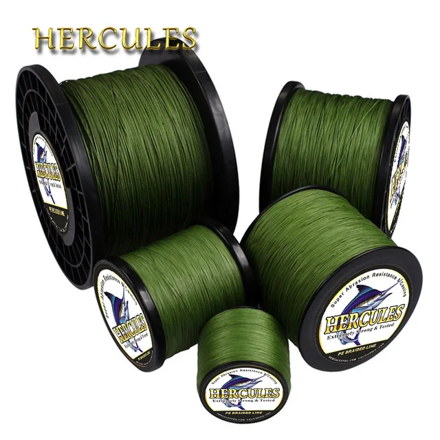 US $3.85 Hercules Braided Fishing Line Sea Saltwater Fishing 8 Strands Army Green 100M 300M 500M 1000M 1500M