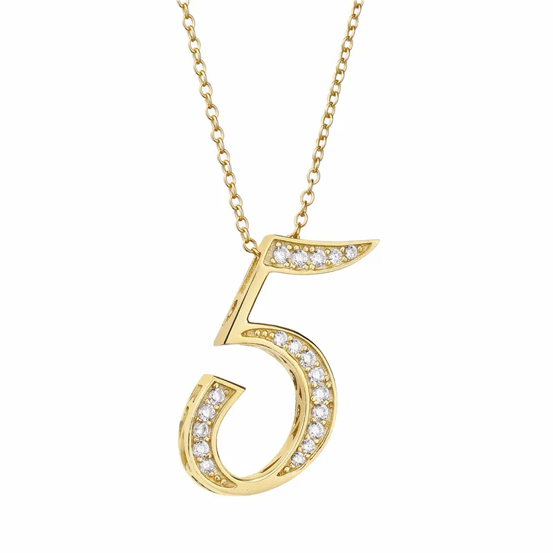 Lovecabin, Настоящее серебро, 925 пробы, цифра 7, 8, 9, ожерелье с кулоном для женщин, циркон, хорошее японское ожерелье с кулоном, цифра 1, 8 - Окраска металла: Gold 5 Necklace