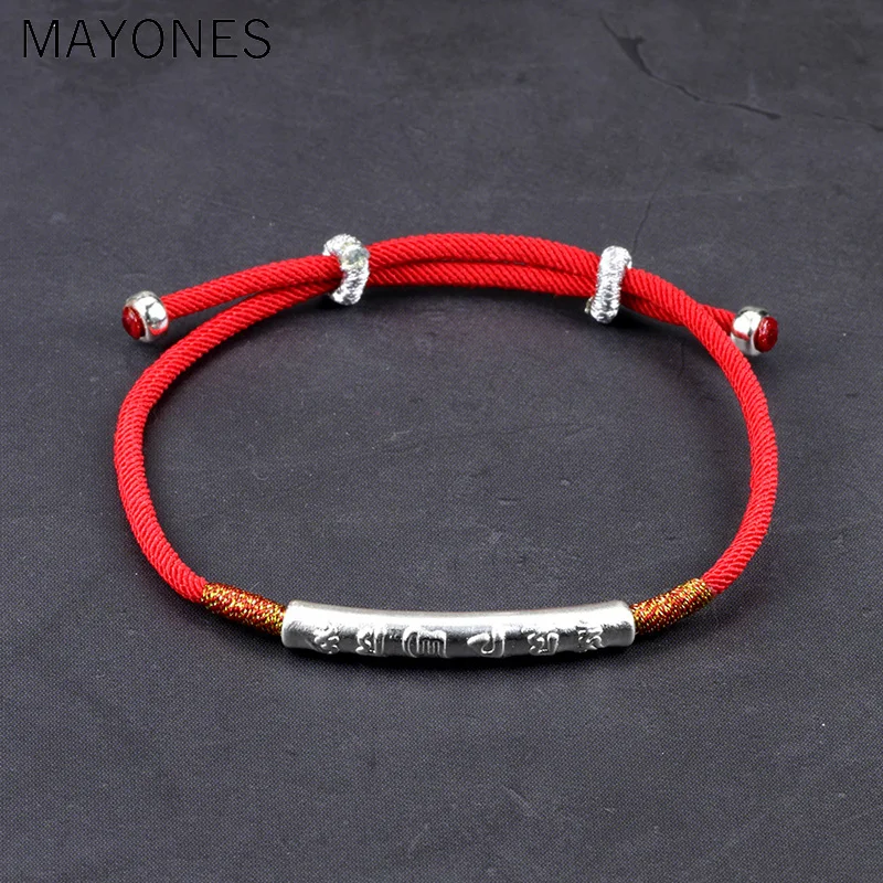 999-Sterling-Silver-Gold-Color-Handmade-Thin-Red-String-Bracelet-For-Women-Six-Words-Engraved-Mantra (3)