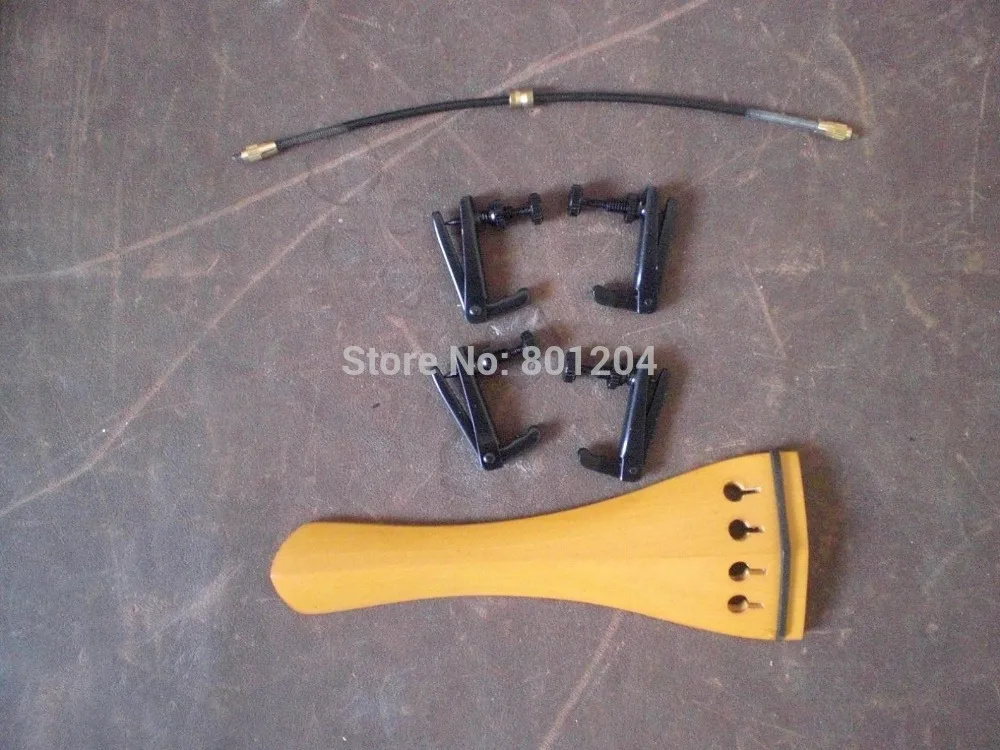 

1 PC BOXWOOD Violin tail piece full size BLACK Fine tuners and tail gut