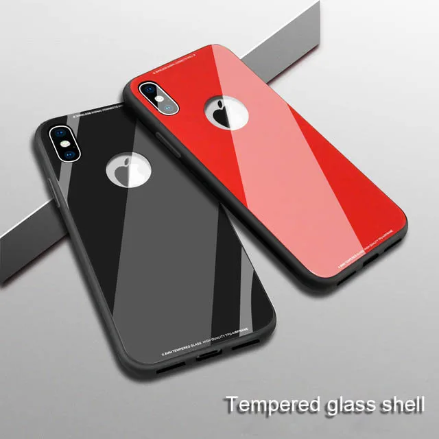 

Tempered Glass Case For iPhone 6 S 6S 7 8 Plus 6Plus 6sPlus 7Plus 8Plus Luxury Ultra Thin Red Black Cover For iPhone X 10