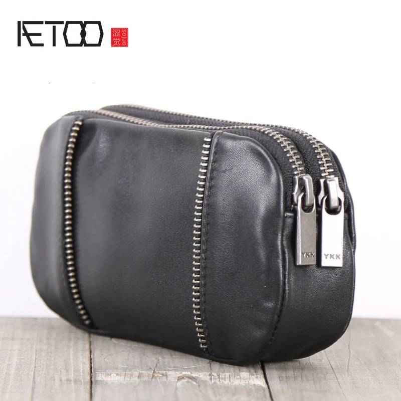

BJYL Cowhide Handmade wallet Long zipper 0 Wallet mobile phone storage small bag real bag men and women
