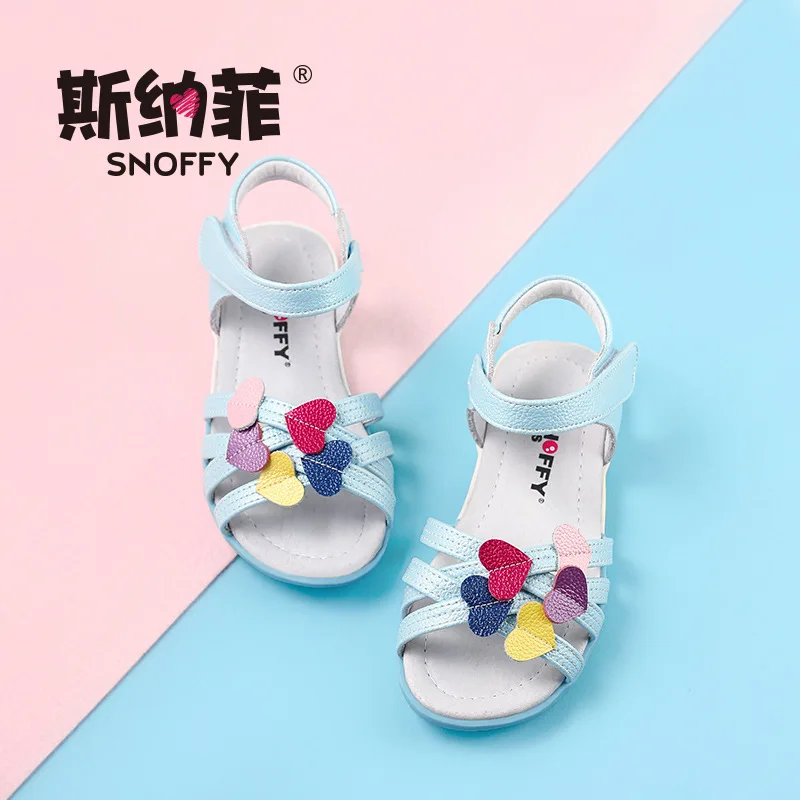

Snoffy Heart Design Children Sandal Girls Princess Shoes Meisjes Laarzen Genuine Leather Kids Beach Sandals Girls Footwear TX177