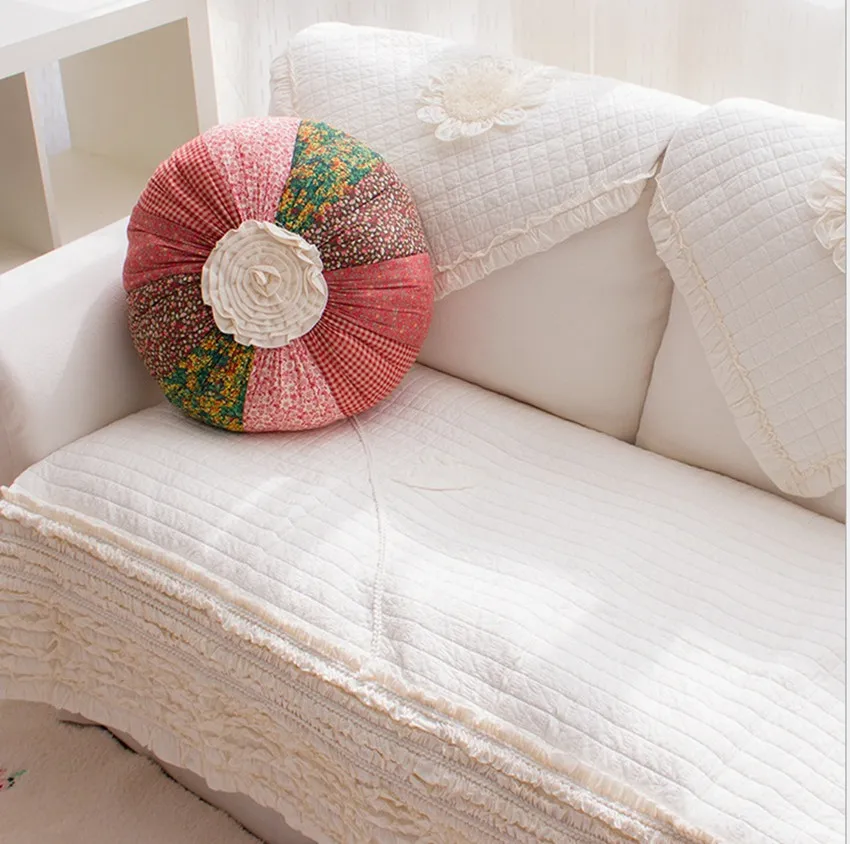 Beige Quilting Three dimensional Relief Floral Sofa Cushion Bay Window