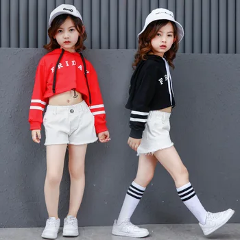

Teenage Girls Clothing Set 2018 Long Sleeved Hip Hop Crop Hoodies Sweatshirts Top 2 Piece Summer Set for Kids