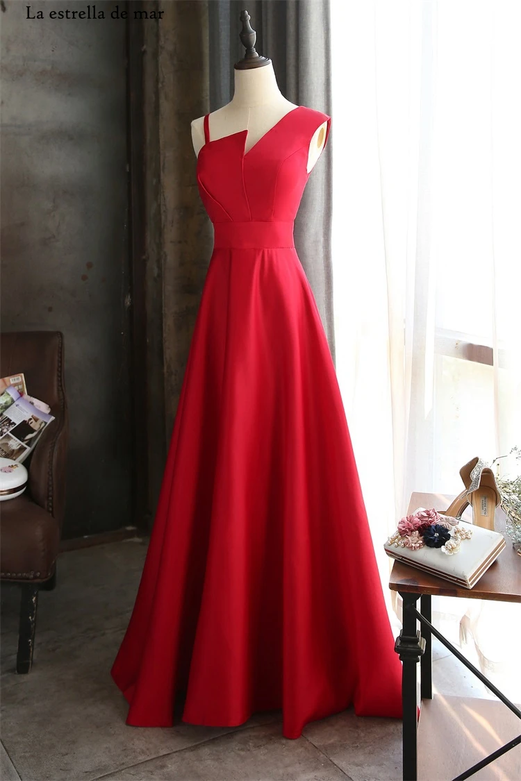 Vestido de festa para casamento атласное сексуальное красное платье подружки невесты с v-образным вырезом, длинное недорогое свадебное платье abito damigella