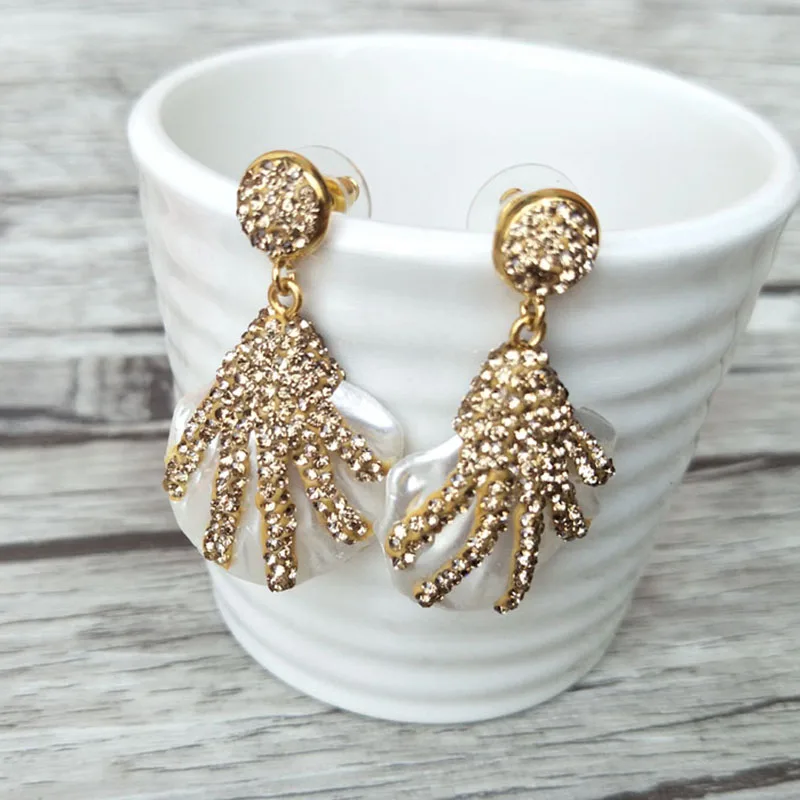 Seashell Earrings Dangle Gold & Silver Shell Dangle Earrings - Beachy Summer Jewelry Sardine Earrings