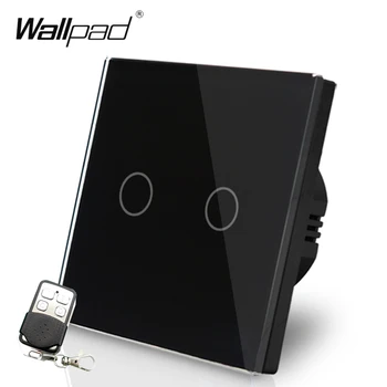 

EU UK Standard Wallpad Black GlassTouch Waterproof 2 Gang RF433 Smart Remote Control Light Switches Free Shipping