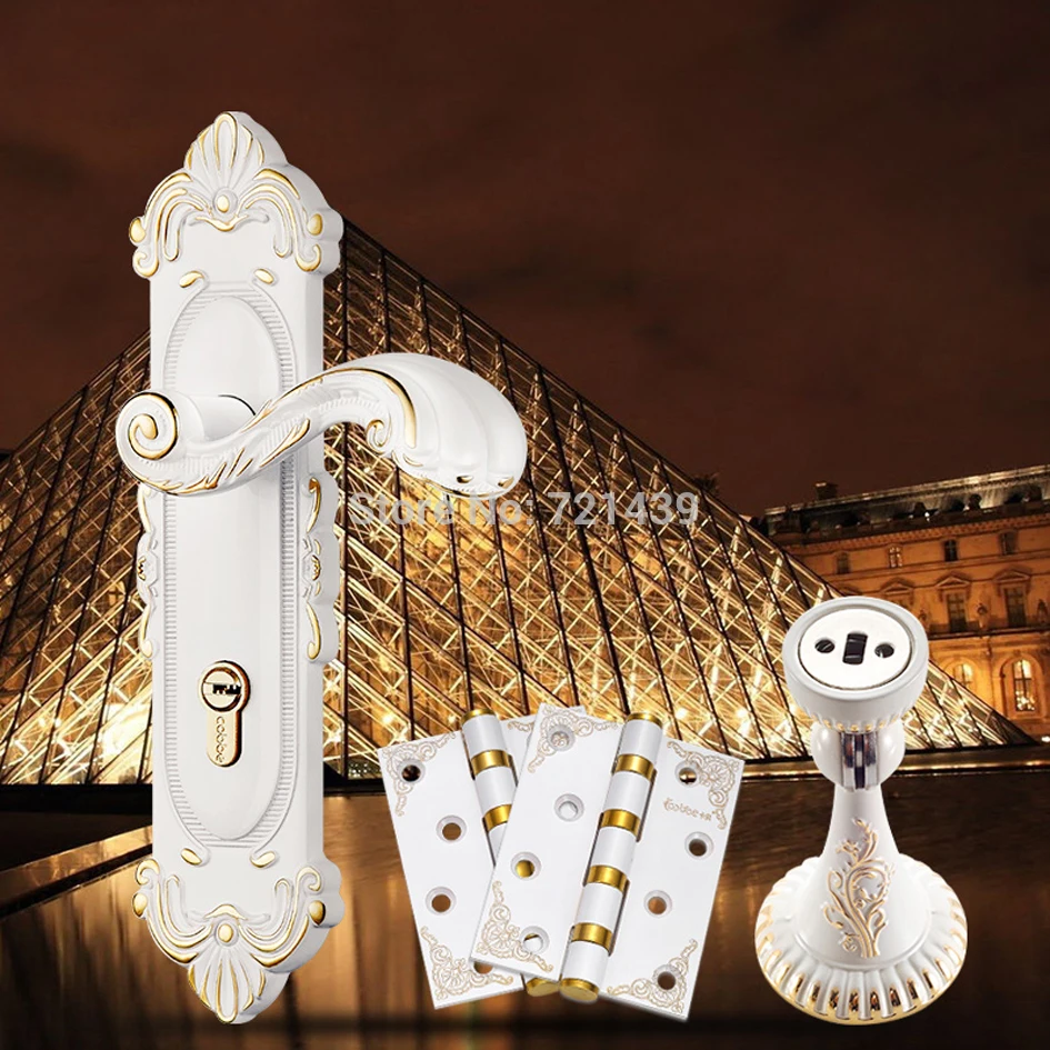  Europen Fashion Ivory Interior Solid Wood Panel Handle Lock Amber White Bedroom Bookroom Kitchen Wo - 32952297488