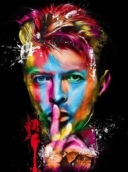 

TOP handpainted art oil painting work-- British , glam rock, art rock, pop Glam star David Bowie painting -36"