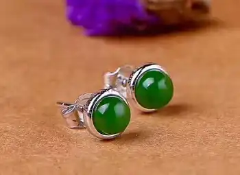 

Hetian Biyu Silver inlaid new fashion bead earrings j53#