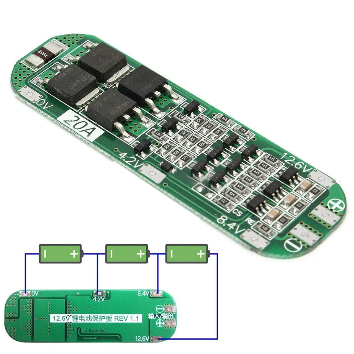 3S 20A литий-ионный аккумулятор 18650 зарядное устройство PCB плата защиты BMS ячейка 12,6 V