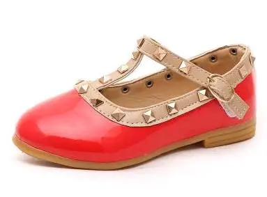 Новинка; Корейская версия; обувь для выступлений для девочек; детская танцевальная обувь принцессы с заклепками; обувь для выступлений для студентов; P110 - Цвет: Red