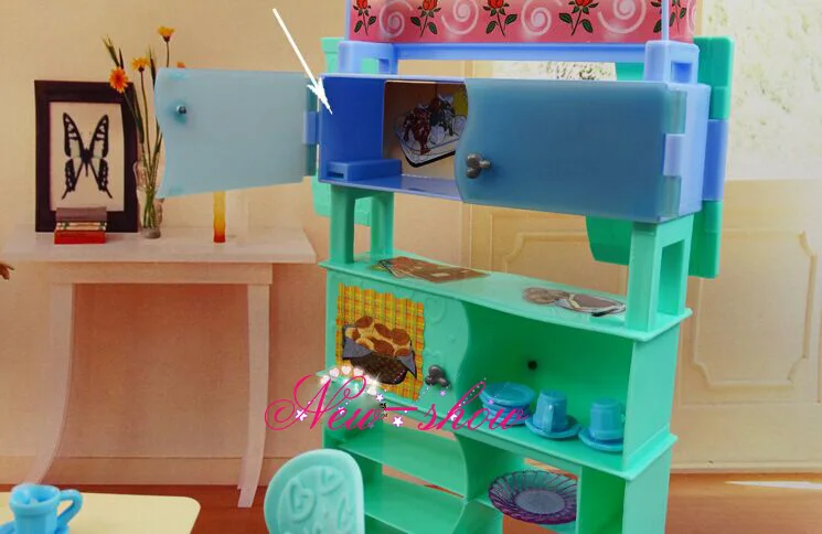 Dining Table Showcase Chair Set / Pretend Play dollhouse dining room furniture Accessories decoration for Barbie kurhn doll Toy