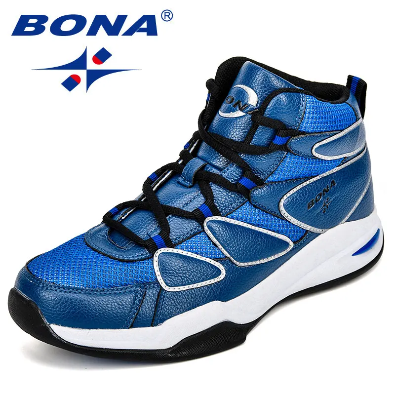 BONA Zapatos de baloncesto para hombres zapatos hombre Ultra verde Boost новые camuflaje Basket Hombre Zapatos zapatillas - Цвет: Royal blue black