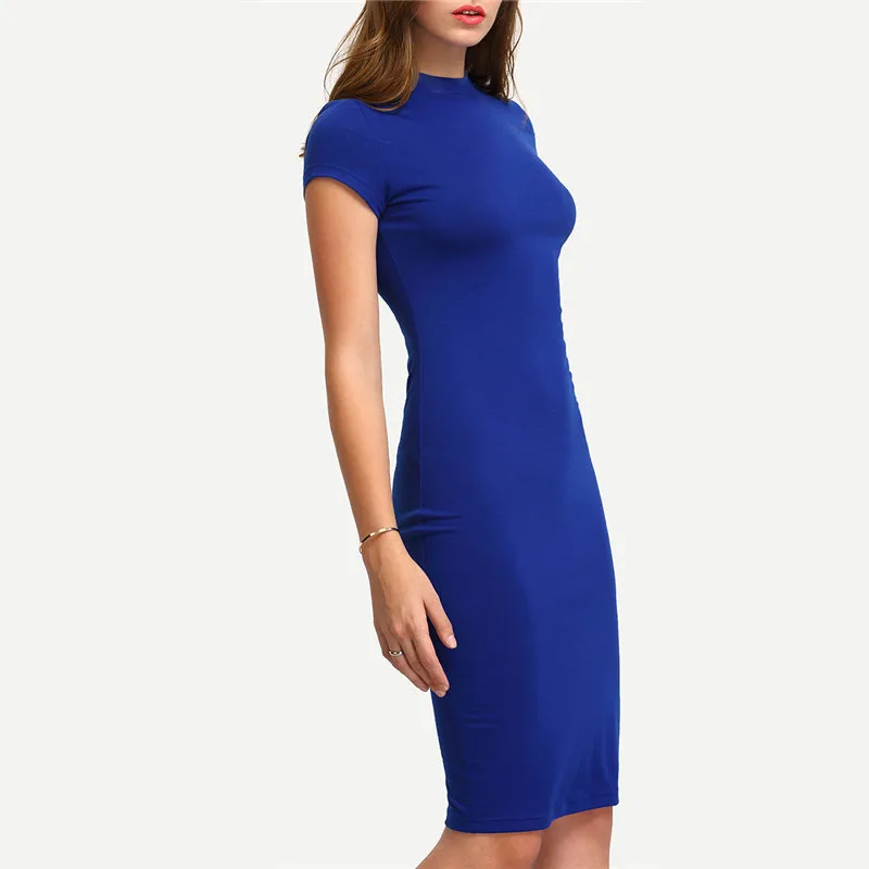 Summer Office New Arrival Women's Bodycon Dresses Fashion Sexy Short Sleeve Crew Neck Work Knee Length Dress