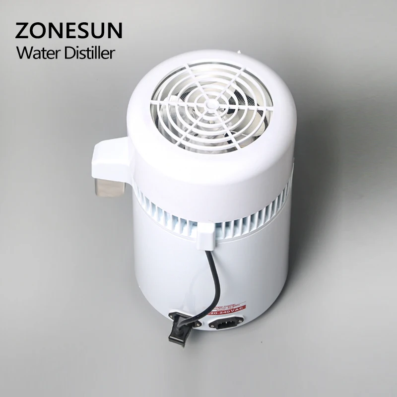 ZONESUN 4L портативный дистиллятор для воды из нержавеющей стали, фильтр для чистой воды, очиститель воды, фильтр для очистки, контейнер