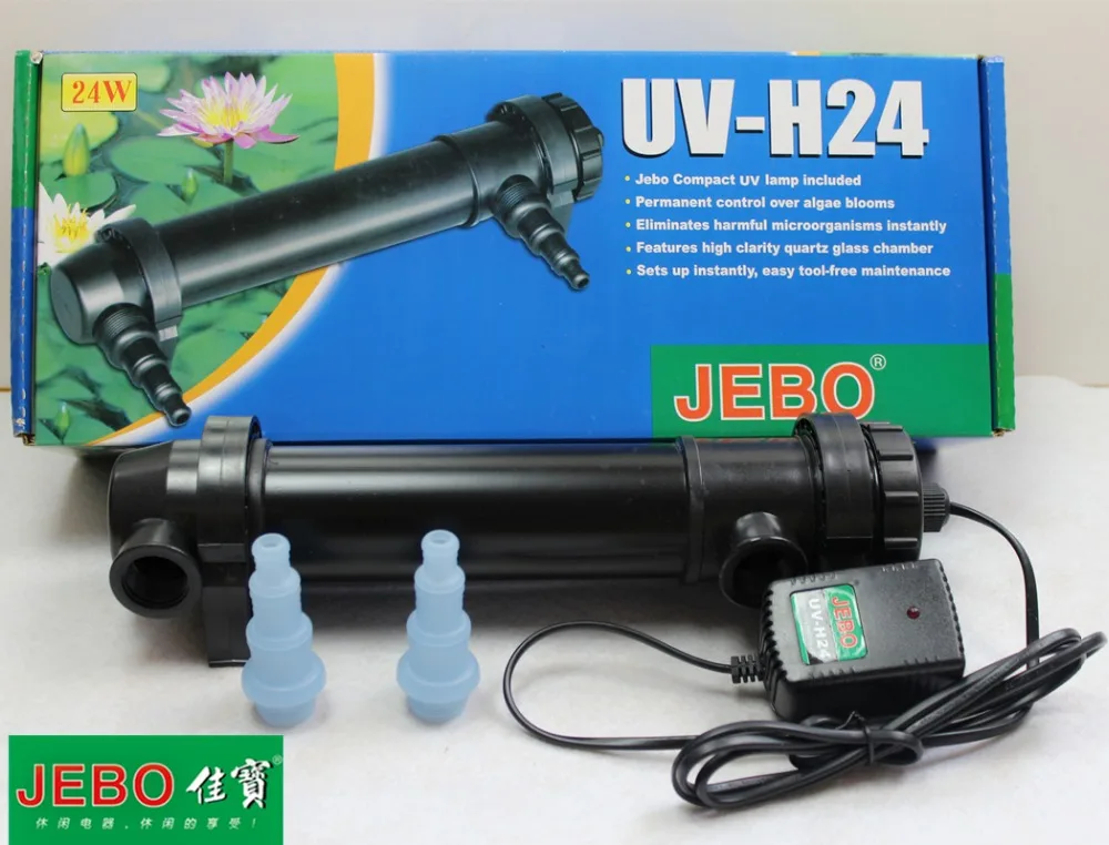 JEBO 24 Вт, УФ-стерилизатор, светильник, Ультрафиолетовый фильтр, очиститель воды для аквариума, пруда, коралл, Koi, аквариум, 2000л