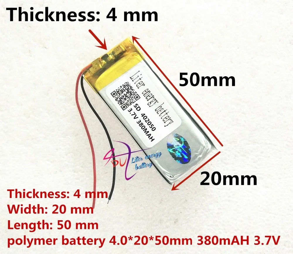 

best battery brand 402050 042050 Replacement 382250P MP3 X19 + 3.7V 380mAh Lithium Battery