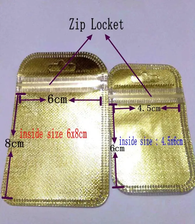 Горячие 10000 шт/партия внутри Размер 4,5x6 см 6x8 см золотые фольги ювелирные сумки
