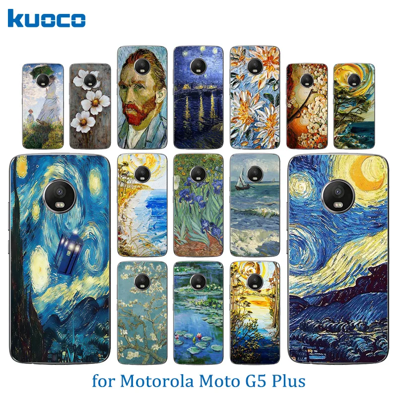Мягкий ТПУ чехол для Motorola Moto G5 Plus Модный телефона Ван Гог узор X4 XT1684 XT1685 задний