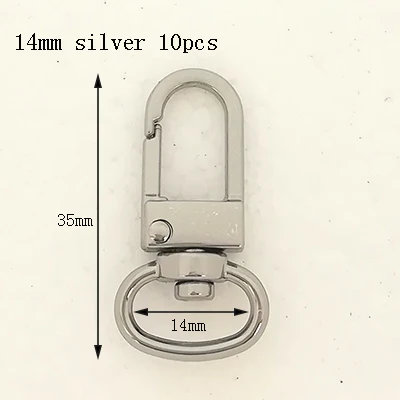 10 шт много Новые аксессуары женские сумки крюк брелок 4 размера для сумки - Цвет: 14mmsilver10pcs