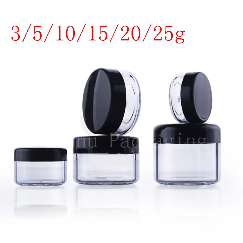 

empty transparent small round plastic display pot clear cosmetic cream jar balm container Mini sample container packaging