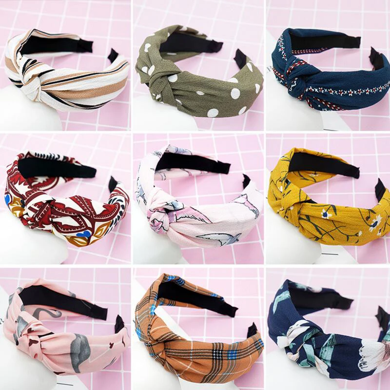 

TWDVS Vintage Style Elastic 1PC Lady Hairband Knot Turban Female Tied Headband 2018 HeadWrap Hair Accessories for Women Bandana