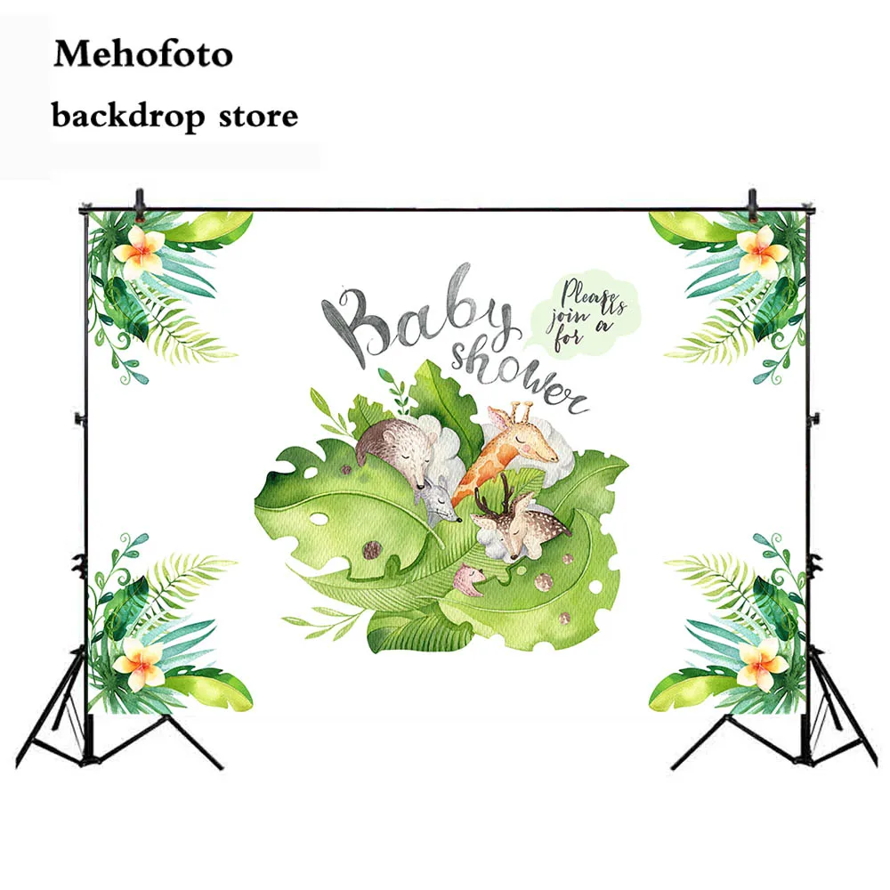

Mehofoto Jungle Baby Shower Photography Backdrops Animals Wild Birthday Party Backgrounds for Photo Shoot Studio Newborn 758