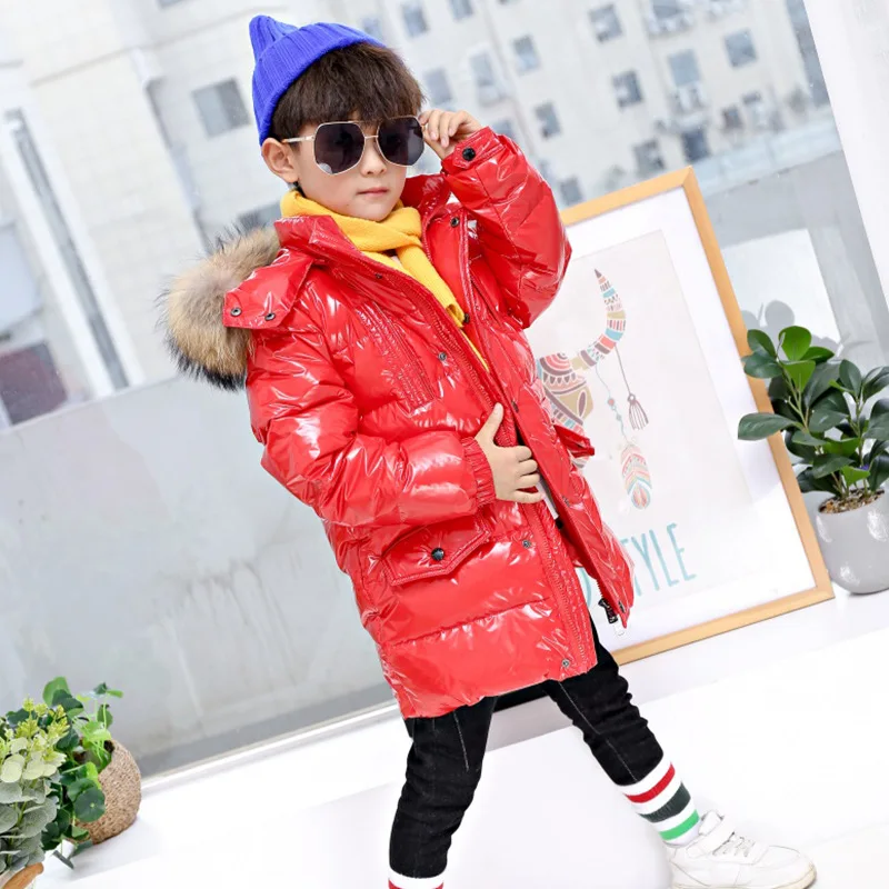 

2018 Winter New Children's Long Down Jacket Boys Girls Thickening Hooded Casual Snowsuit Kids Outerwear Winter Jackets Coats