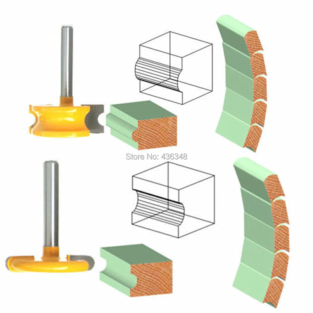 2pcs Canoe Joint Flute Bit 1/4 Inch Shank Canoe Flute Bead Router Bits