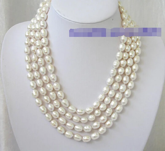 

****** N1126 NATURAL 80" 13mm white baroque rice pearl necklace (A0322)